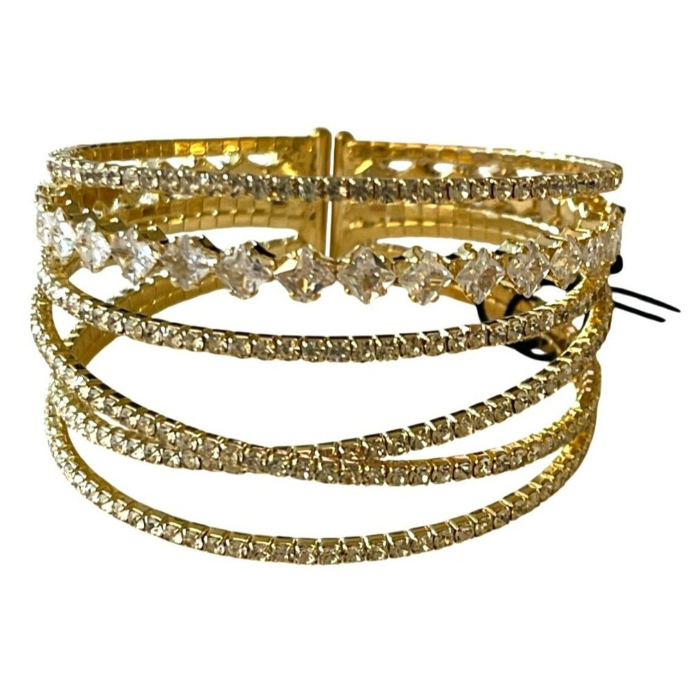 Noir $88 Cuff Gold Color Rhinestone Bracelet NWT